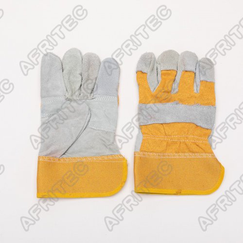 Yellow patchwork gloves